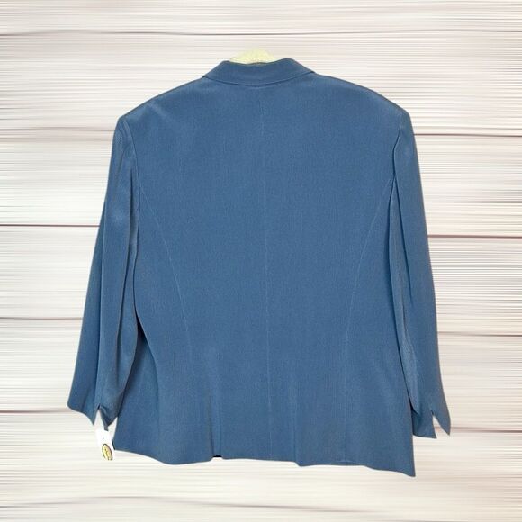 NWT Talbots Silk Blue Blazer Jacket Lined V-neck size 16 Vintage Excellent - Picture 8 of 12